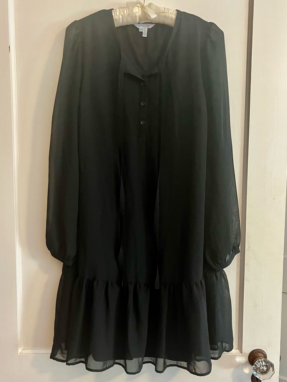 Draper James Black Chiffon Ruffle-Hem Mini Dress - Picture 3 of 10
